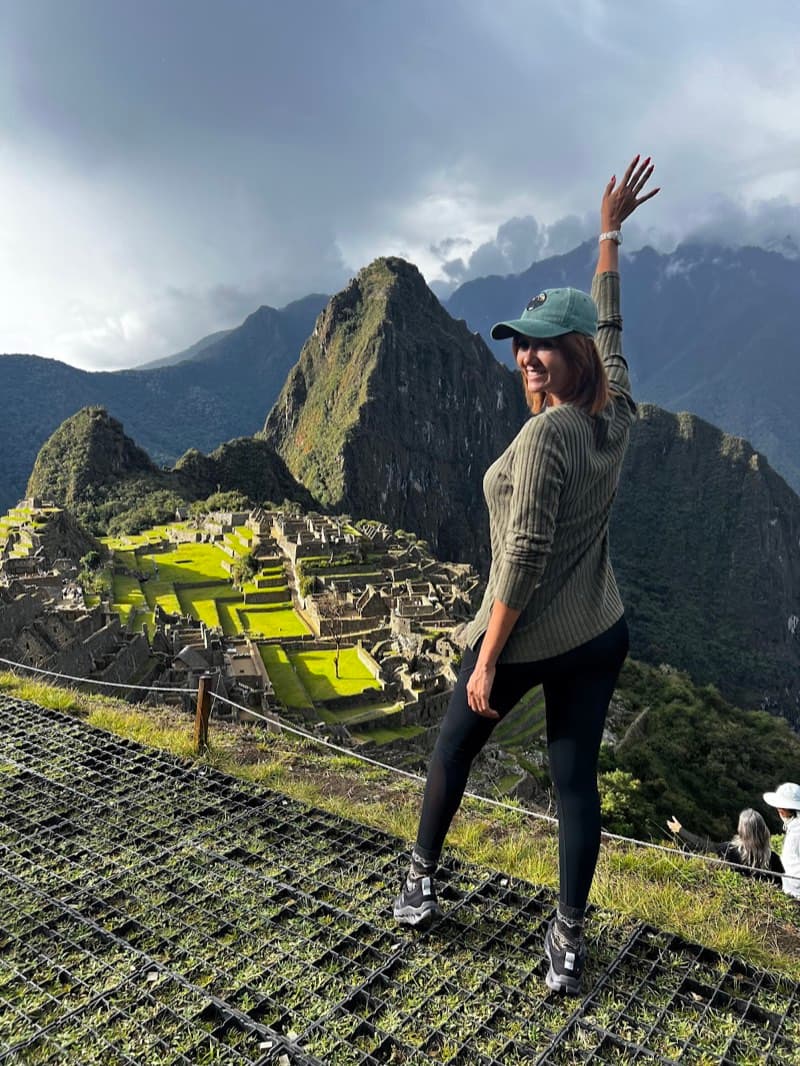Gaudy visiting Machu Picchu in Peru during her travels